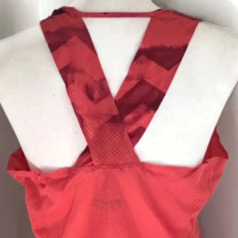 adidas Coral Racerback Tank Top with Patterned Yoke - Picture 6 of 8